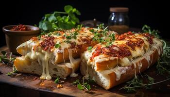 ai generado A la parrilla carne y vegetal lámina, Fresco y sano hecho en casa comida generado por ai foto