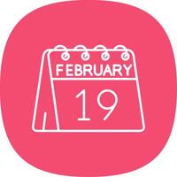 19th of February Line Curve Icon vector