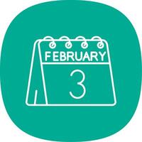 3rd of February Line Curve Icon vector