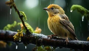AI generated A cute tit perching on a branch, singing in nature generated by AI photo