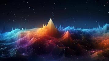 AI generated Futuristic technology wave background with glowing lines and particles illustration. Abstract background of data visualization, AI Generated video