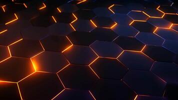 AI generated 3D rendering of abstract background with glowing hexagons. Futuristic honeycomb pattern, Abstract background hexagon pattern with glowing lights, AI Generated video