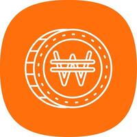 Won Line Curve Icon vector