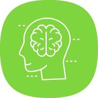 Brain Line Curve Icon vector