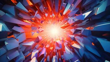 AI generated Abstract background with blue and orange geometric elements. 3d render illustration, Abstract geometric background. Explosion power design with crushing surface, AI Generated video