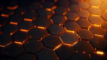 AI generated Abstract background with glowing hexagons. 3d rendering toned image, Abstract hexagon background. Digital technology concept. 3D Rendering, AI Generated video