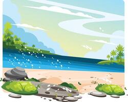 playa paisaje vector ilustración