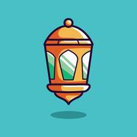 Ramadan Lantern Ornament Cartoon isolated on a blue background vector