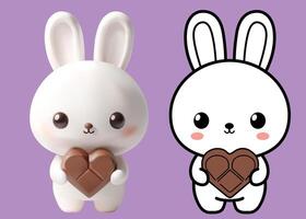 Easter bunny holding chocolate heart vector