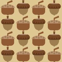 Seamless autumn pattern with acorns in warm colors. Could be used as background, print, wallpaper vector