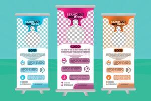 Roll up banner stand template design, banner template, vector