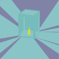 Image on a candle lantern, in purple, light blue and yellow colors vector