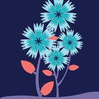 Light blue flowers with red leaves vector