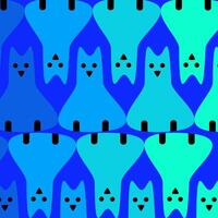 blue background, with a pattern of simple kittens, one next to the other, ranging from light blue to cyan vector