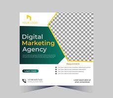 digital marketing agency flyer template with yellow and gray color scheme vector