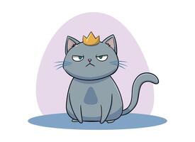 a cartoon cat with a crown on its head vector