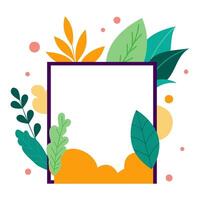 a square frame with colorful plants and leaves vector