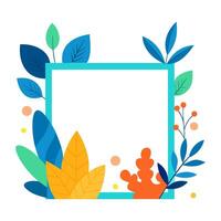 a square frame with colorful plants and leaves vector