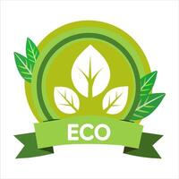 eco badge with leaves vector