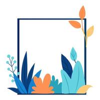 a square frame with colorful plants and leaves vector