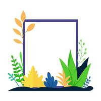 a square frame with plants and flowers on it vector