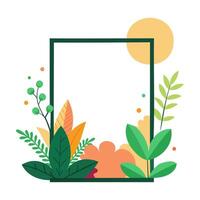 a square frame with colorful plants and leaves vector