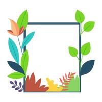 a square frame with colorful plants and leaves vector