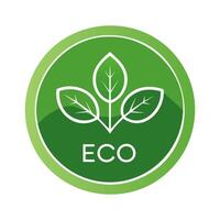 eco green button icon with leaf icon vector illustration