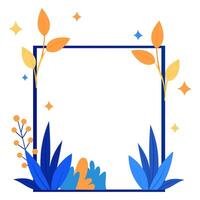 a square frame with colorful plants and leaves vector