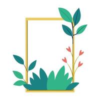 a square frame with plants and flowers on it vector