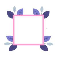 a square frame with colorful plants and leaves vector