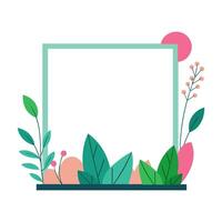 a square frame with plants and flowers on it vector