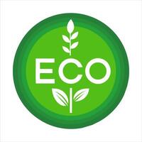 eco label with wheat and green leaves vector