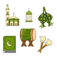 conjunto de arte de doodle islámico para ramadan kareem vector