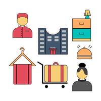 collection of flat hotel and service icons vector