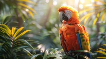 ai generado loro en el salvaje, y Copiar espacio para texto , ai generado foto