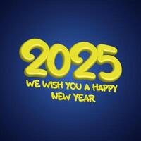 Happy New Year 2025 in 3D typography with fancy style. vector