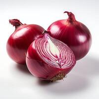 AI generated Red onion isolated on white background. Clipping path included in file photo