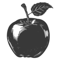 AI generated Silhouette Apple Fruit black color only png