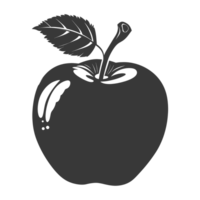 ai gegenereerd silhouet appel fruit zwart kleur enkel en alleen png