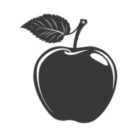 ai gegenereerd silhouet appel fruit zwart kleur enkel en alleen png