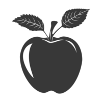 AI generated Silhouette Apple Fruit black color only png