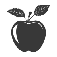 ai gegenereerd silhouet appel fruit zwart kleur enkel en alleen png