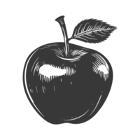 AI generated Silhouette Apple Fruit black color only png