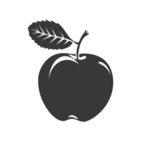 AI generated Silhouette Apple Fruit black color only png