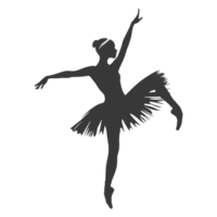 ai generato silhouette ballerina nel azione nero colore solo pieno corpo png