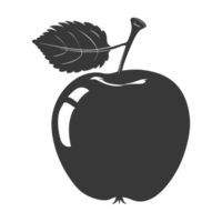 AI generated Silhouette Apple Fruit black color only png