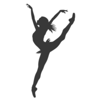 AI generated Silhouette ballerina in action black color only full body png