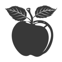 ai gegenereerd silhouet appel fruit zwart kleur enkel en alleen png