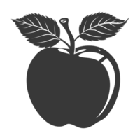 AI generated Silhouette Apple Fruit black color only png